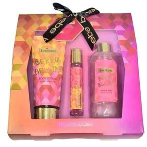 Bebe 3 Piece Bath Luxuries Berry Bellini Gift Set - Bubble Bath, Lotion & Perfum